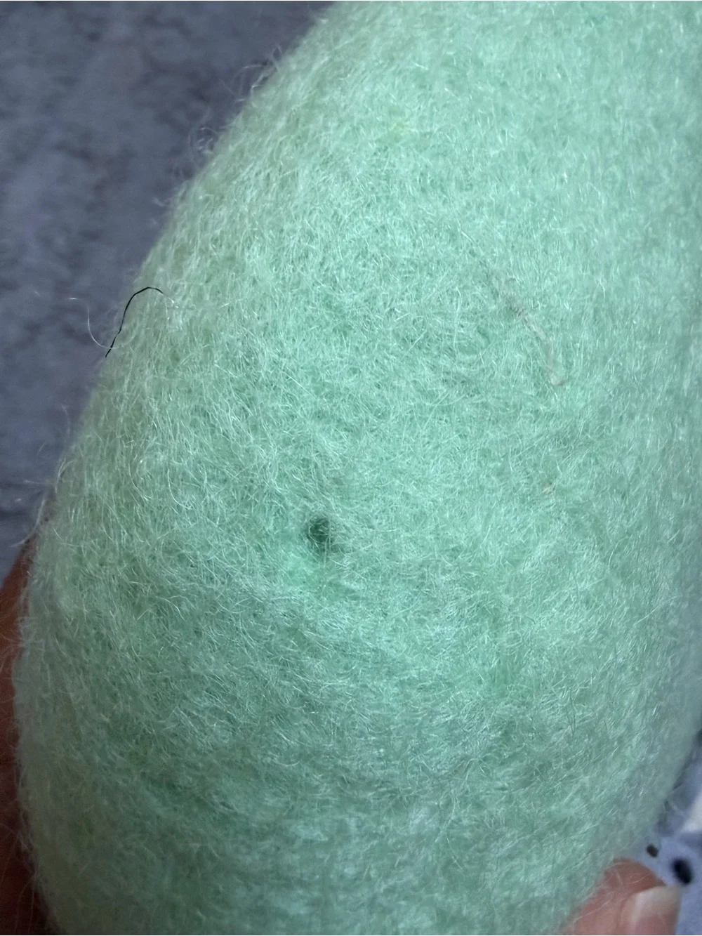 Bunny wool Cave Hideout in Light Green with Two Gray Bunny Toys